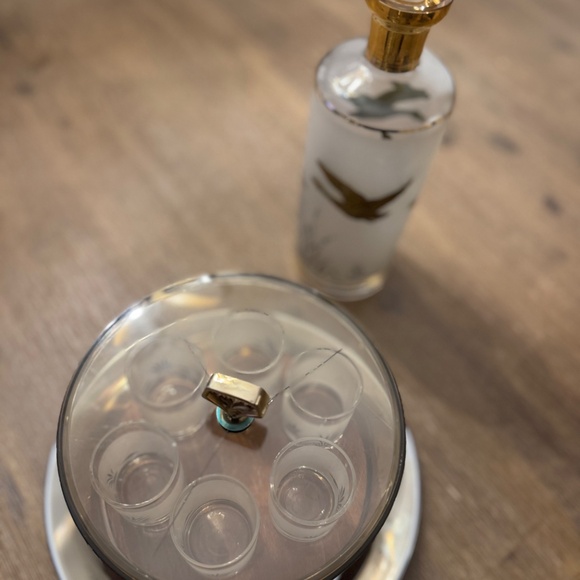 Rare MCM Gold Duck Hunting Decanter Set of 7 KROMEX Server & Wood Tray - Picture 15 of 15